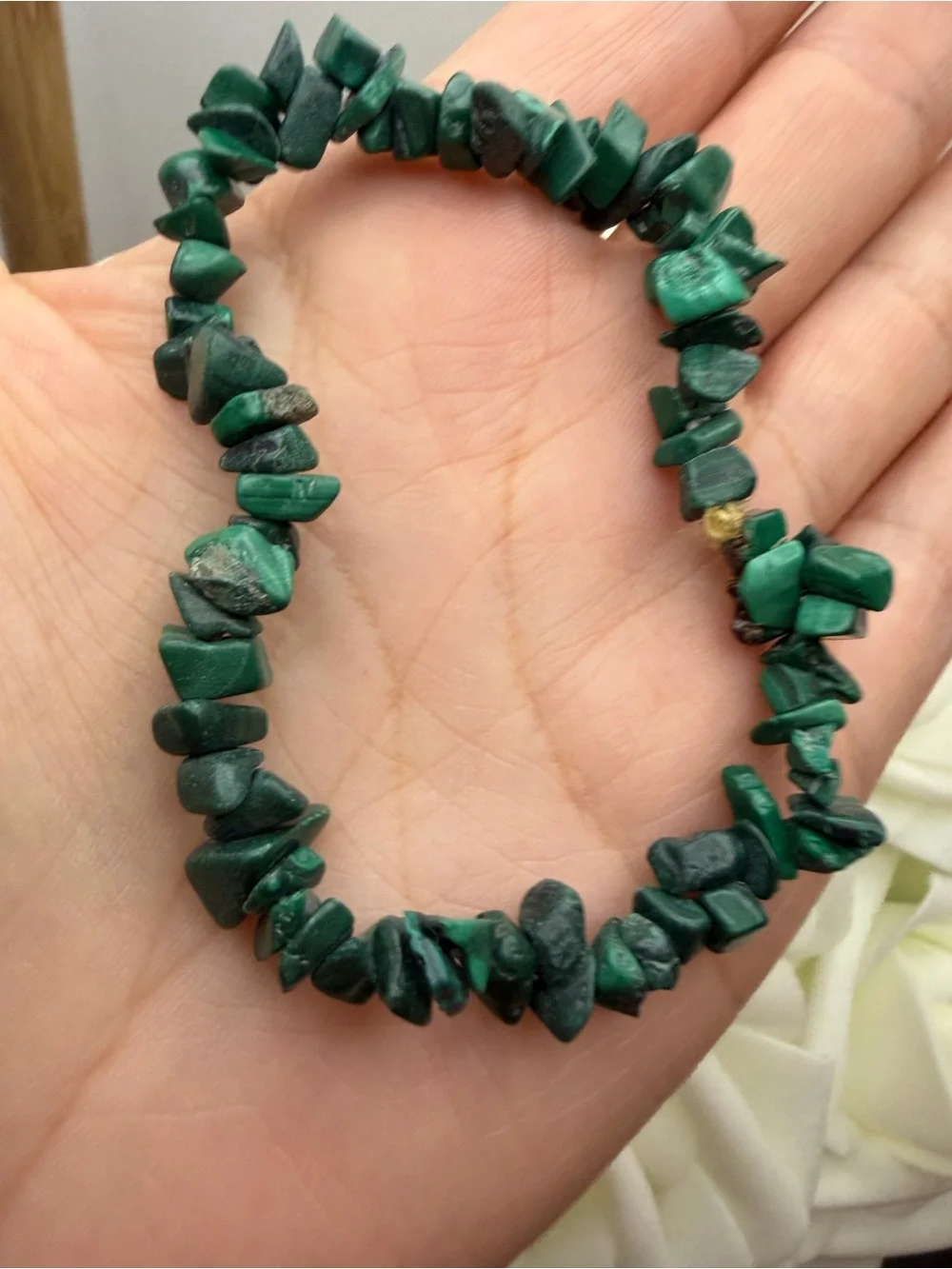 Green Chip Stone Stretch Bracelet - Unbranded